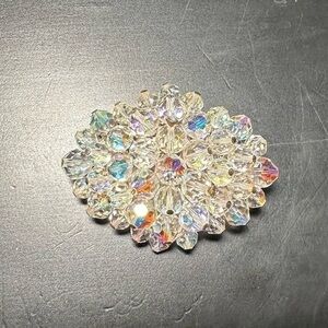 Vintage Aurora Borealis Crystal Cluster Brooch